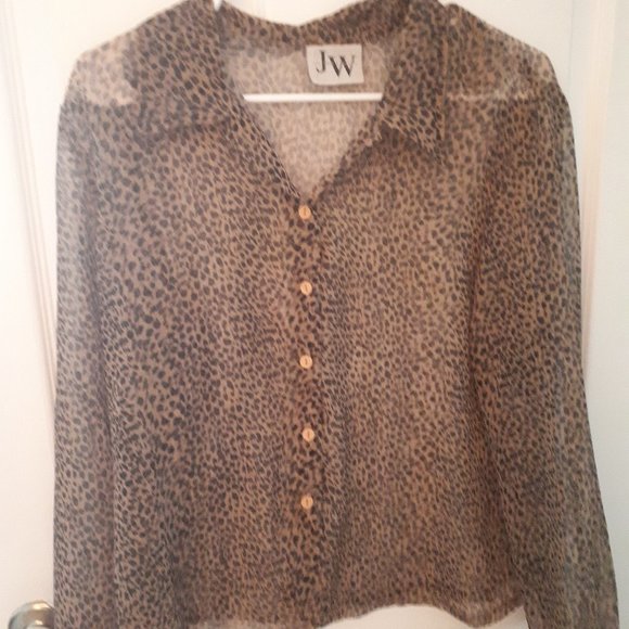 Sheer Jeans Works and Company size medium leopard print blouse. - Picture 1 of 4